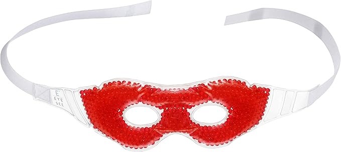 Gel Eye Mask, Red - Cold Compress Ice Pack with Gel Beads - Microwave Safe for Heat Therapy - Great for Puffy Eyes, Dark Circles, Dry Eyes, Soothing Headaches-VivaGrace Women