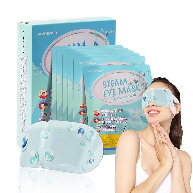 Steam Eye Mask Hyaluronic Acid Formula Self Heating Moist Eye Compress Disposable SPA Warm Eye Mask 5 Packs for Dry Eye, Eye Fatigue, Soothing Headache Travel Trouble Sleeping-VivaGrace Women