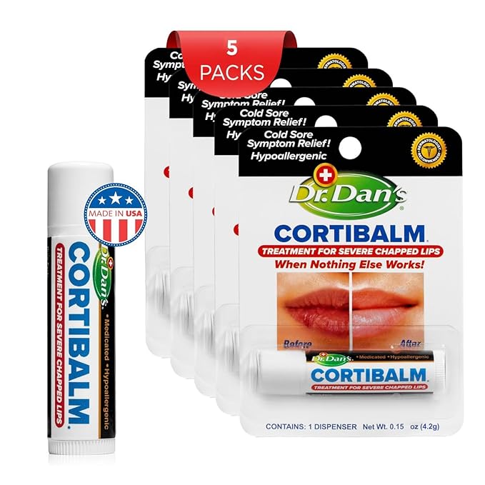 Dr. Dan's Cortibalm-5 Pack- for Dry Cracked Lips- Healing Lip Balm for Severely Chapped Lips - Designed for Men, Women and Children -VivaGrace Women