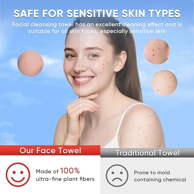 C&S XL Disposable face towels,Silk feeling super soft Washcloths,100% Ultra-fine Plant fibers,Thick & tear-resistant,Safety for babies and sensitive skin,Make up remover,Skin care and beauty,80 Count.