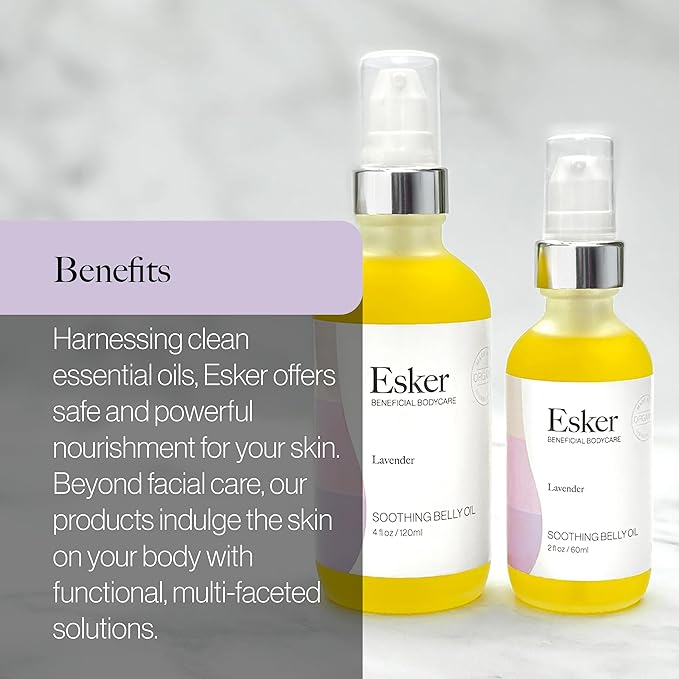 ESKER Natural Soothing Belly Oil | (2.0oz) | Plant-Based Formulated for Pre and Postpartum Skin | Designed to Fade Existing Stretch Marks and Prevent the Formation of New Ones | Cruelty Free-VivaGrace Women