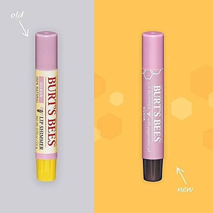 Burt's Bees Shimmer Lip Tint Easter Basket Stuffers, Tinted Lip Balm Stick, Moisturizing for All Day Hydration with Natural Origin Glowy Pigmented Finish & Buildable Color, Guava (4-Pack)-VivaGrace Women
