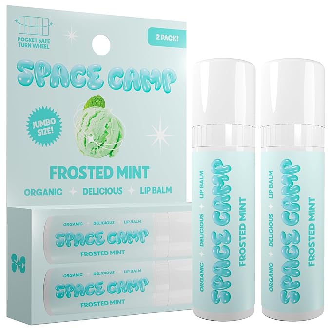 Wellness Jumbo Lip Balm - Frosted Mint Organic Flavored Balm (2 Pack)-VivaGrace Women