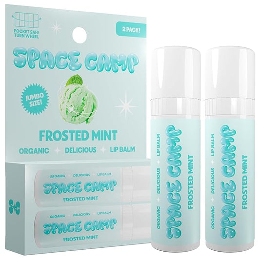 Wellness Jumbo Lip Balm - Frosted Mint Organic Flavored Balm (2 Pack)-VivaGrace Women