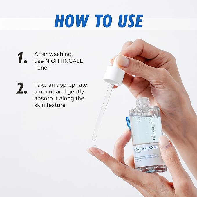 Nightingale Ecto-hyaluronic Ampoule with Hyaluronic Acid, Ectoin, Hydrating Face Serum for Dry Skin, Non-greasy formula, Hypoallergenic, Fragrance & Alcohol Free, Allergen Free, Cruelty Free, Vegan-VivaGrace Women