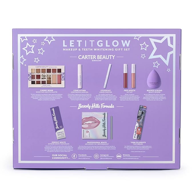 Carter Beauty Let It Glow Make Up and Teeth Whitening Set for Women 10 Pc-VivaGrace Women