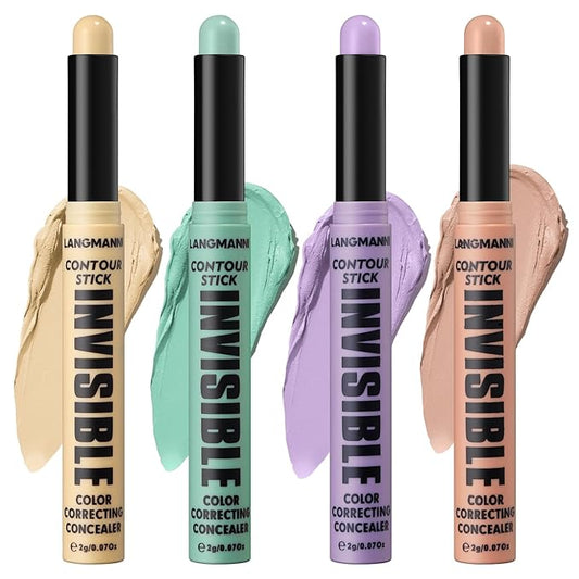 Jolilab 4 Color Contour Stick Concealer Stick Cream Palette Contour Multifunctional Contouring Makeup Kit for Face Highlighter Makeup Stick Set Long Lasting & Waterproof(01+02+03+04, 1)-VivaGrace Women