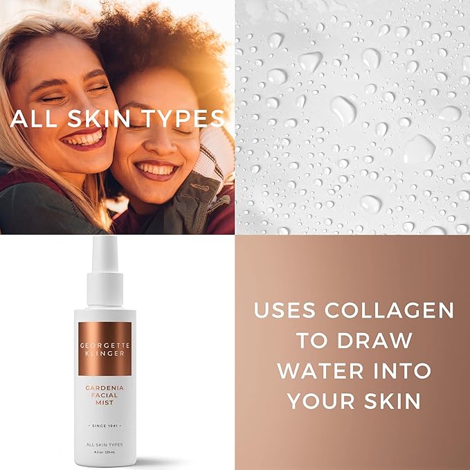 Georgette Klinger Gardenia Facial Mist - Collagen-Infused Face Spray, Long-Lasting Makeup, Hydration for Dewy and Smooth Skin, Anti Aging for All Skin Types- 4.2 oz-VivaGrace Women
