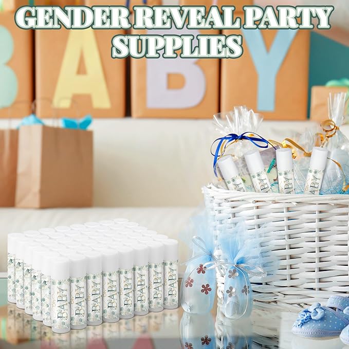 50 Pack Sage Green Baby Shower Lip Balm Party Supplies Bulk for Girls Guests Boys Neutral Baby Shower Gifts Gender Reveal Favors Prizes Souvenirs Winners Thank You Appreciation Gifts-VivaGrace Women
