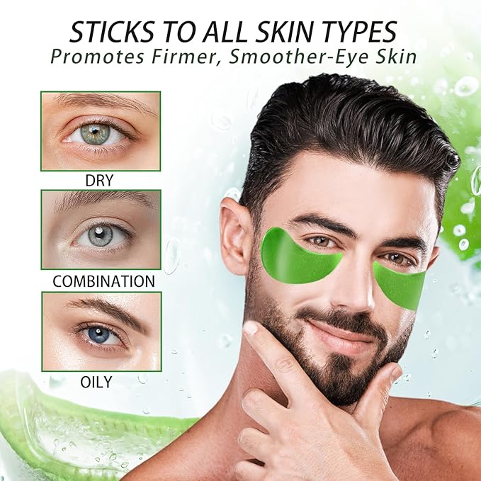 Aloe Vera Eye Masks - 60 Pcs - Reduce Puffy Eyes & Dark Circles, Firm & Improve Under Eye Skin, Pure Natural Extracts for Youthful Appearance & Reduction of Fine Lines and Wrinkles-VivaGrace Women