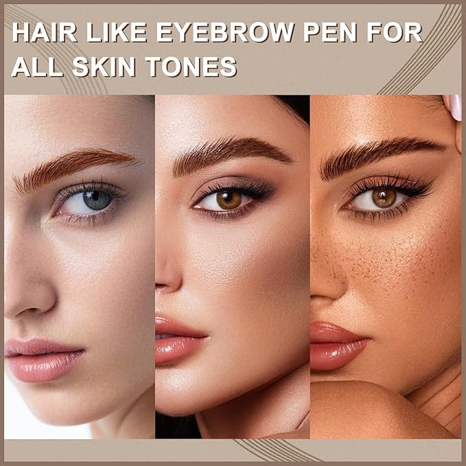 Boobeen 2pcs Waterproof Eyebrow Pen，Dual-Ended Eyeliner Microblading Eyebrow Pencil for Women，Long Lasting Hair-Like Brow Pen with Brow Brush，Dark Brown-VivaGrace Women