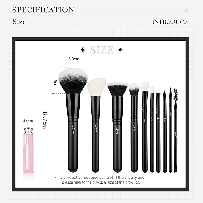 Jessup Makeup Brush Set 10pcs Black Make up Brushes Set Professional with Natural Synthetic Hair for Foundation Blending Blush Concealer Eyeshadow Eyebrow Eyeliner, T323-VivaGrace Women