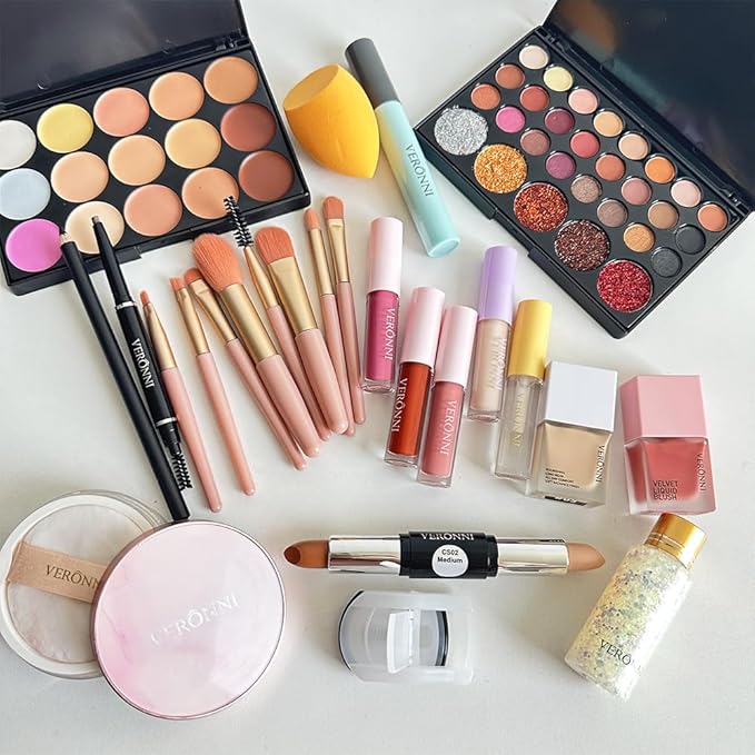 VERONNI All in One Makeup Kit,Eye Face Lips Makeup For Mother's Day,Multipurpose Women's Makeup Sets,Beginners and Professionals Alike (All in one makeup set)-VivaGrace Women