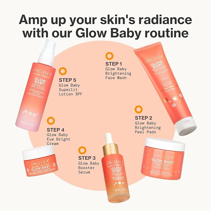 Pacifica Vitamin C Face Serum - Glow Baby Booster Facial Serum - Glycolic Acid Serum For Face - Dark Spot Corrector Anti Aging Brightening - Dermatologist Tested, Fragrance Free, Clean Skin Care Vegan-VivaGrace Women