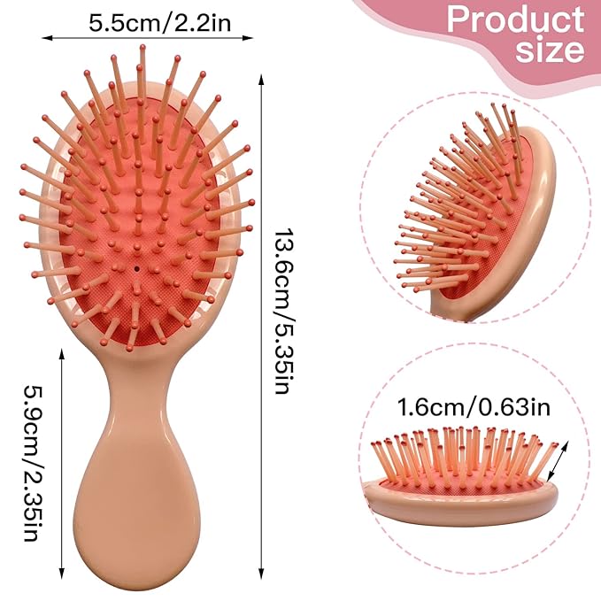 6 Pieces Mini Wet Hair Brush, Travel Detangling Brush, for Most Hair Types, with Ease Knots Without Tears or Breakage, Multicolor-VivaGrace Women