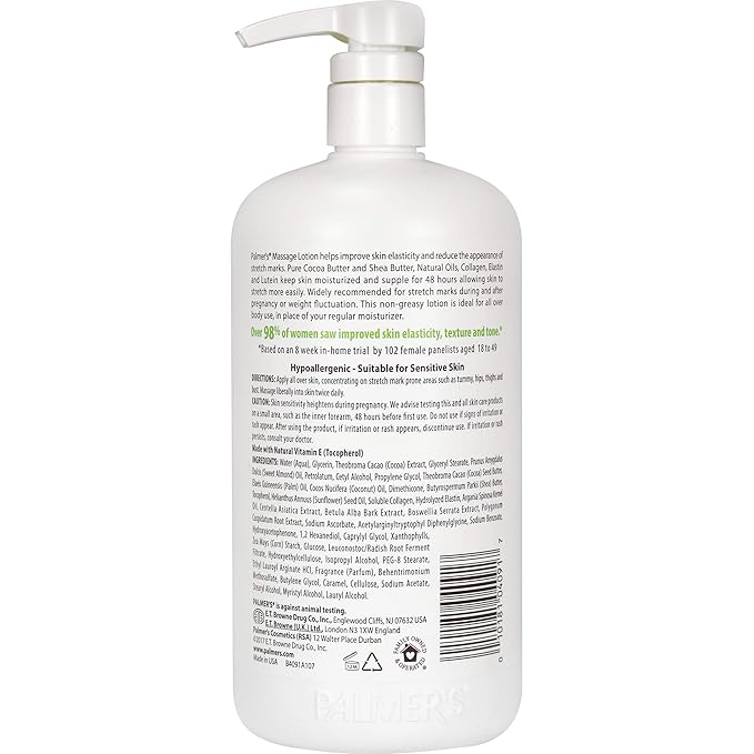 Palmer's Cocoa Butter Formula Massage Lotion For Stretch Marks, Pregnancy Skin Care, Belly Cream with Collagen, Elastin, Argan OIl and Shea Butter, 33.8 Ounces-VivaGrace Women