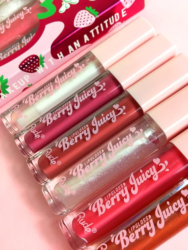 Rude Cosmetics Berry Juicy Lip Gloss - Flirty for Women - 0.14 oz Lip Gloss-VivaGrace Women