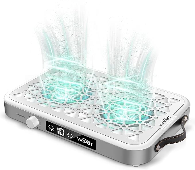 Professional Nail Dust Collector, 1600PA Portable, 10 Speeds, Disposable Filter Papers (30 Pcs), Matte White, Modern, Lightweight, Nail Vacuum for Home & Salon-White-VivaGrace Women