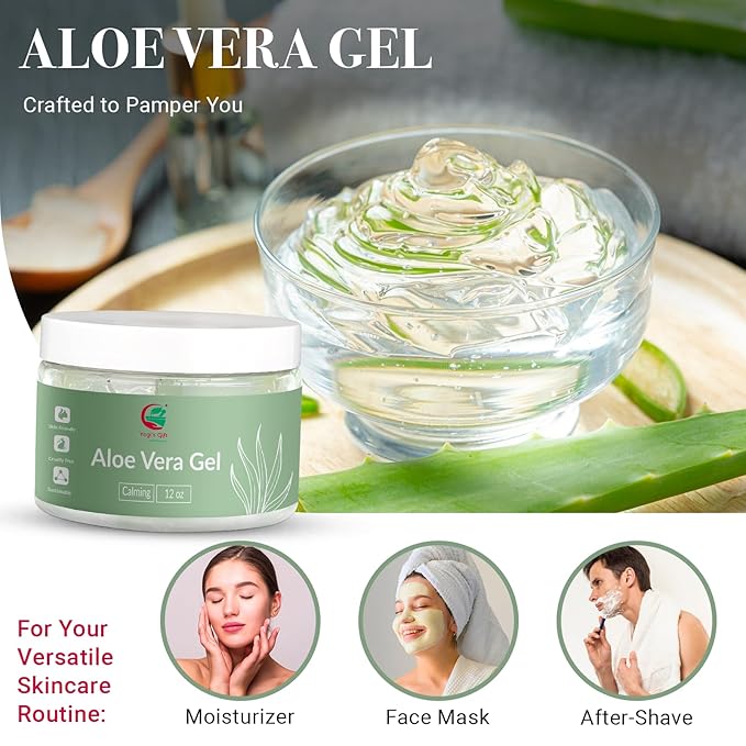 Aloe Vera Gel 12 oz | Unscented | For Face, Scalp & Hair | by Yogi’s Gift®-VivaGrace Women