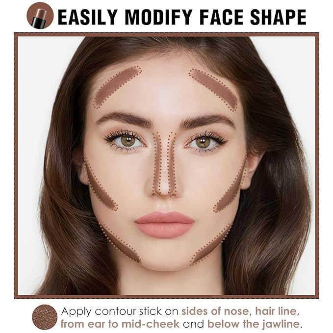 FOCALLURE Cream Contour Stick, Matte Bronzer Stick, Professional Face Shaping & Contouring Stick Makeup, Easy to Apply with Buildable Coverage, Long Lasting & Sweatproof, SPICE-VivaGrace Women