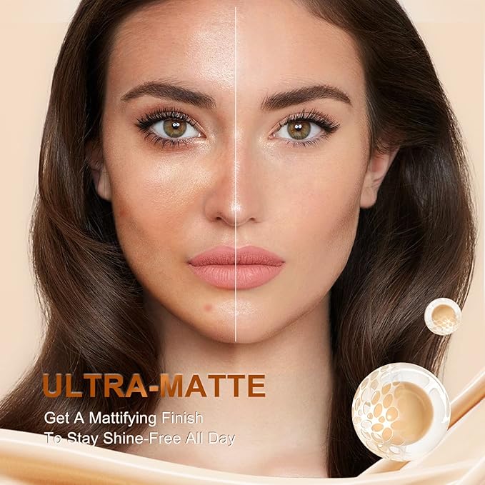 Ultra Matte Liquid Foundation Makeup, Full Coverage Shine Free Foundation Cream for Oily Skin, Waterproof Natural Face Foundation Make-Up Lasts Up to 24HR, 0.7Oz (#04)-VivaGrace Women