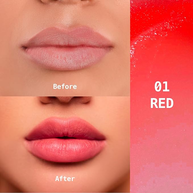 Ruby Kisses Balm Up Tinted Lip Balm, Non-Greasy Hydrating Formula, Nourishing Coconut Core & Vitamin E Infused, Lip Care with Natural Shine, Lightweight Sheer Color (Red)-VivaGrace Women