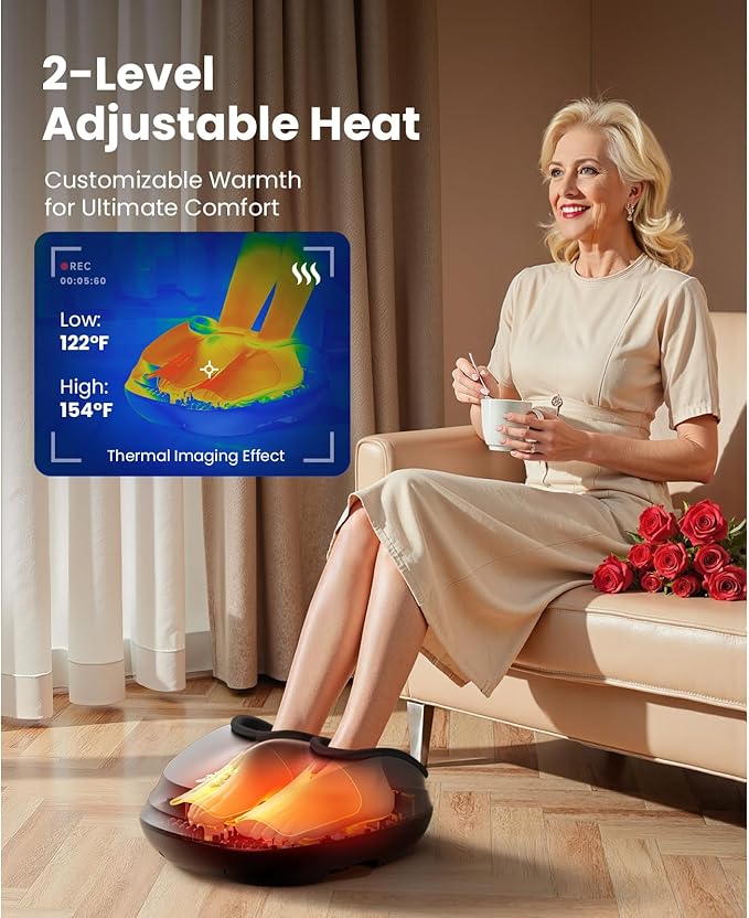 BOB AND BRAD Foot Massager with Heat,Shiatsu Deep Kneading Electric Feet Massager Machine for Plantar Fasciitis, Men Size 12-VivaGrace Women