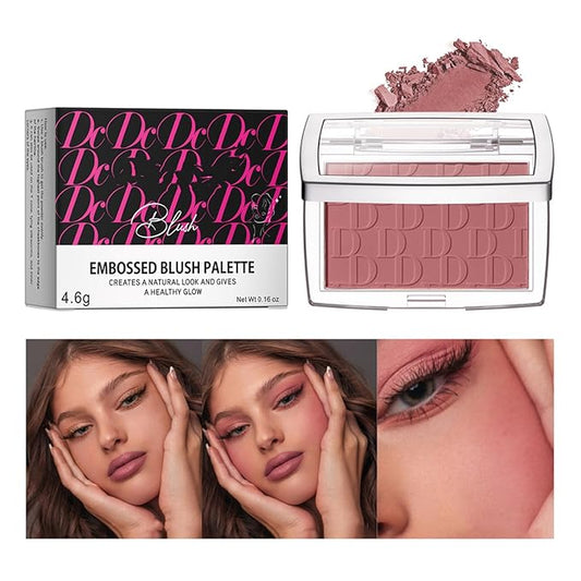 MAEPEOR Embossed Blush 6 Colors Smooth Blendable Face Blush Long-Lasting Natural Look Blush Powder Blush for Cheeks (12 Rosewood)-VivaGrace Women