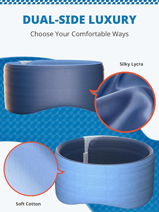 Sleep Mask, Eye Mask for Sleeping, Upgrade Ultra-Soft Blackout Eye Cover for Women Men, Wider Adjustable Strap for Side Sleeper, Travel, Nap, Yoga, Relief Eye, Blue-VivaGrace Women