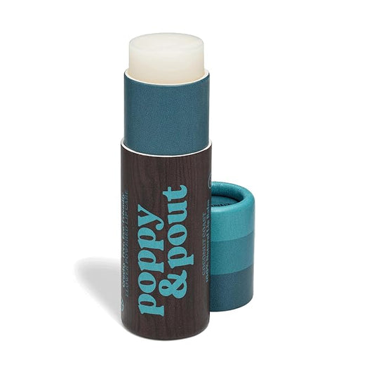 Poppy & Pout Coastal Coconut Jumbo Lip Balm | All Natural Lip Balms & Moisturizers | Hydrates with Beeswax, Vitamin E, Organic Coconut Oil | Cruelty-Free | Lip Balm in Recyclable Cardboard Tube-VivaGrace Women