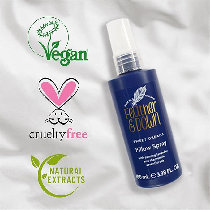 Feather & Down Sleeping Bag Gift Set: Luxury Eye Mask, Sleep Balm, Pillow Spray and Shower Cream, with Calming Lavender & Chamomile Essential Oils, Vegan & Cruelty Free-VivaGrace Women