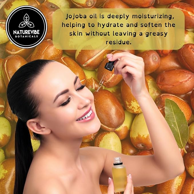 Naturevibe Botanicals Golden Jojoba Oil 32 oz – 100% Pure, Cold-Pressed Moisturizer for Skin & Hair | Antioxidant-Rich, Non-Greasy, Carrier Oil & Daily Hydration-VivaGrace Women