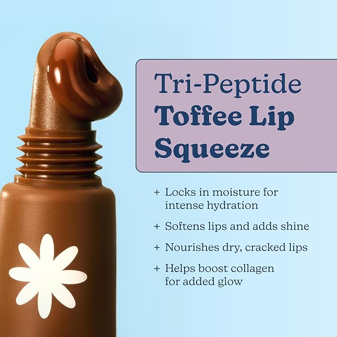 Blume Tri-Peptide Toffee Soft Brown Tinted Lip Balm - Superbalm Lip Moisturizer with Shea Butter and Squalane to Deeply Hydrate & Heal Dry, Cracked Lips - Cruelty Free & Vegan Lip Plumper (0.4 Fl Oz)-VivaGrace Women