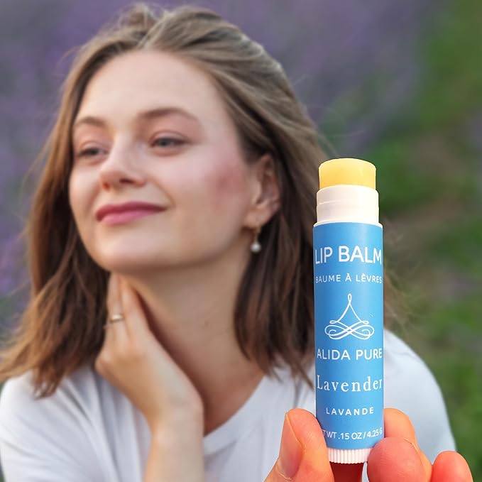 Lavender Lip Balm, Cruelty Free, Vegan Lip Balm Set, Beeswax Free, with Avocado Oil, Organic Jojoba Oil, and Vitamin E, Natural Moisturizer for Dry, Chapped, or Cracked Lips, 3 Tube Set-VivaGrace Women