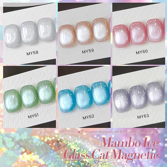 Born Pretty Magnetic Gel Nail Polish Pastel Cat Magnetic Eye Gel Polish Glitter Shimmer Auroras Magnetic Gel Nail Art Manicure Kit 6PCS-VivaGrace Women