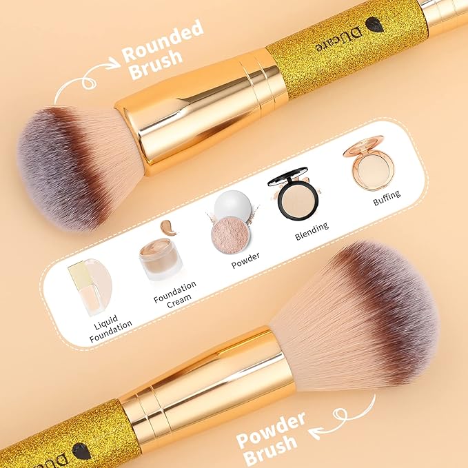 DUcare Foundation Powder Brush Double Ended Blush Makeup Brushes, Duo Bronzer Blush ideal for cream or powder-VivaGrace Women