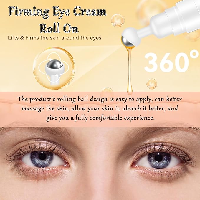 Caffeine Eye Cream Eye Serum, Under Eye Roller Cream for Dark Circles and Puffiness, 0.51 Fl Oz-VivaGrace Women
