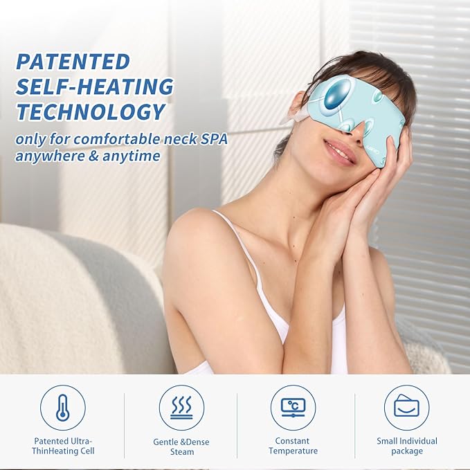 Steam Eye Mask Hyaluronic Acid Formula Self Heating Moist Eye Compress Disposable SPA Warm Eye Mask 5 Packs for Dry Eye, Eye Fatigue, Soothing Headache Travel Trouble Sleeping-VivaGrace Women