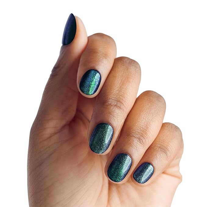 WICKED X imPRESS Design Press On Nails , The EASIEST NO GLUE Mani, Super Hold Adhesive, ‘The Green Elixir’, Green, Short Oval, Includes 30 Fake Nails, 1 Prep Pad, 1 Manicure Stick, 1 Mini File