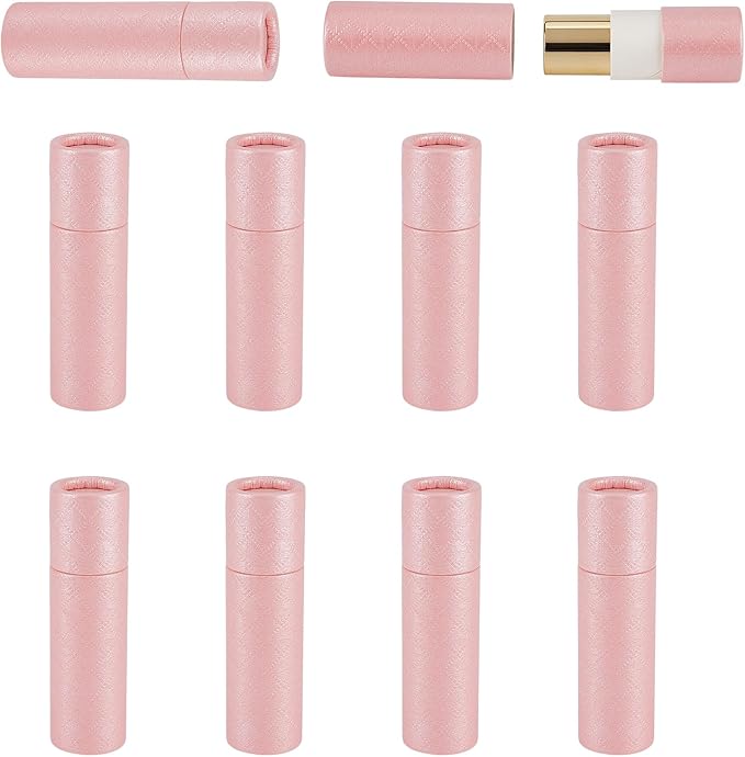 NICENEEDED 10 Pcs Paperboard Lip Balm Tubes, Refillable Paper Lipstick Tube, Round Cardboard Empty Lip Gloss Container Solid Perfume Tube Cosmetic Box for DIY Lip Gloss Balm and Chapsticks-VivaGrace Women