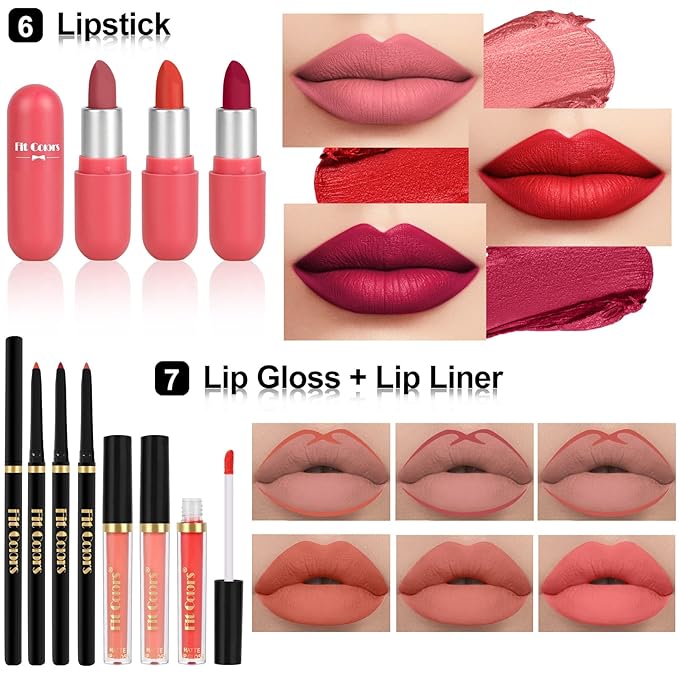 Fenshine Makeup Set,Make Up Starter Kit With Storage Bag Portable Travel Make Up Palette Eyeshadow Foundation Lip Gloss for Teenage & Adults (Type A)-VivaGrace Women