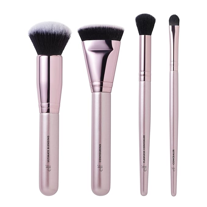 e.l.f. Complexion Perfection Brush Kit, 4-Piece Makeup Brush Set, Brushes For Foundations & Concealers, Vegan & Cruelty-Free-VivaGrace Women