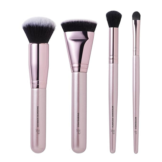 e.l.f. Complexion Perfection Brush Kit, 4-Piece Makeup Brush Set, Brushes For Foundations & Concealers, Vegan & Cruelty-Free-VivaGrace Women