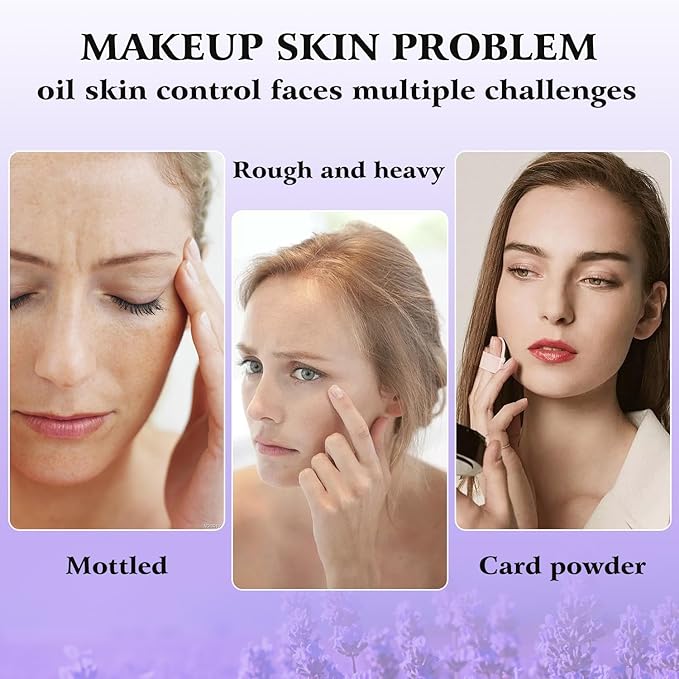 Chillab Lavender Matte Powder, Gel-like Formula Oil-Control Primer & Setting Powder, Polvos Compactos Matte Powder for Silky Blurring Oil Control-VivaGrace Women