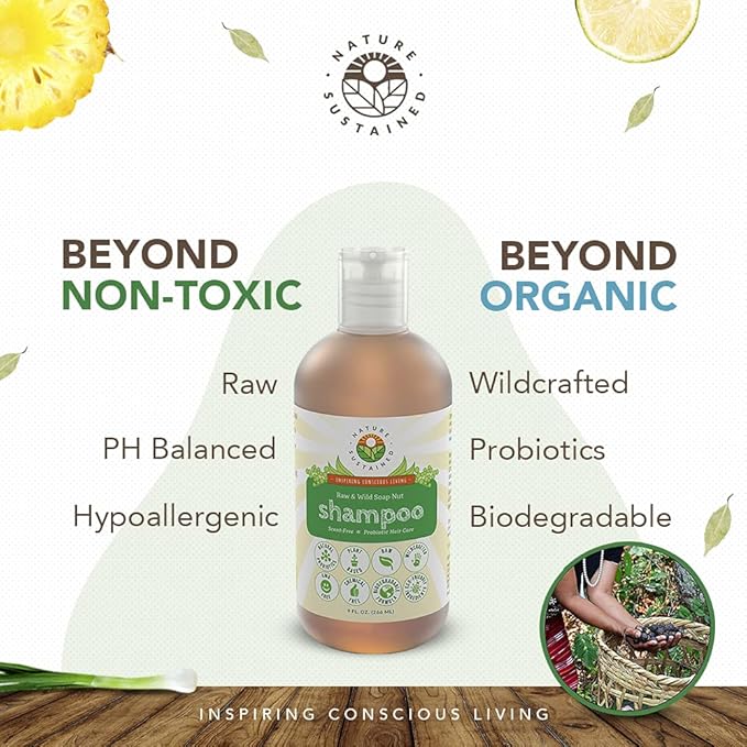 Organic Shampoo - Raw & Wildcrafted with Probiotics, Hypoallergenic Natural & Sulfate Free Shampoo for Sensitive Scalp, Dry Hair, Dandruff, Eczema & Psoriasis, Gallon, Original-VivaGrace Women