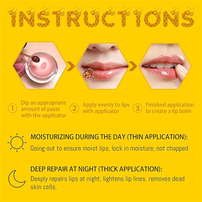 3PCS Lip Balm Honey Pot, Honey Pot Lip Balm for Dry Cracked Lips, Strawberry Lip Balm Scrubs Exfoliator & Moisturizer, Hydrating Lip Balm Honey Pot with Wand, Lip Sleeping Mask (3pcs)-VivaGrace Women