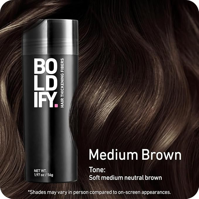 BOLDIFY Hair Fibers (56g) - Fill In Thinning and Fine Hair for an Instantly Fuller, Thicker Look - 14 Shades for Women & Men - Medium Brown-VivaGrace Women