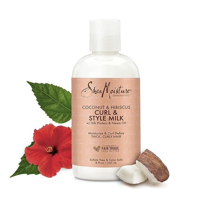 SheaMoisture Curl & Style Milk Coconut & Hibiscus with Silk Protein & Neem Oil for Thick, Defined, Curly Hair Fair Trade, Sulfate-Free 8 oz-VivaGrace Women