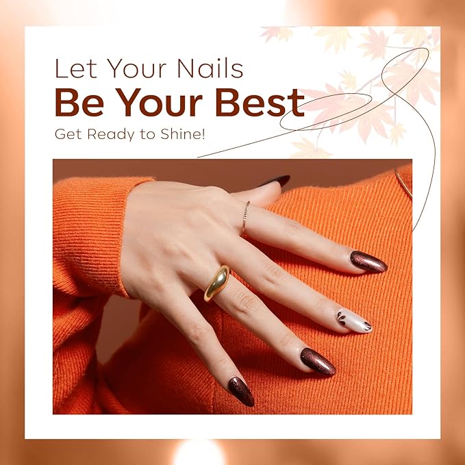 modelones Chameleon Gel Nail Polish Set, 6 Colors Fall Gel Polish Kit Glitter Shimmer Brown Orange Yellow Soak Off LED Nail Lamp Home Gift DIY Salon For Women Girl-VivaGrace Women