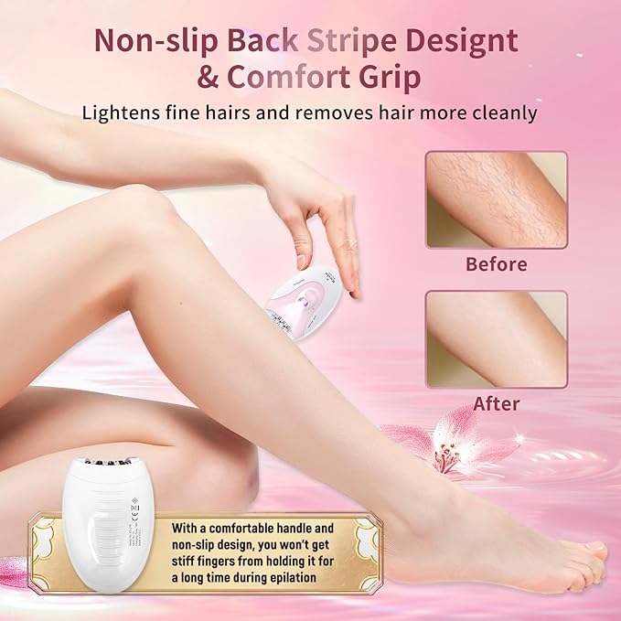 Smooth Glide Epilators Hair Removal for Women, 2 Speed Hair Removal Device with LED Light, Portable Rechargeable Face Epilator, Epilator for Women Face, Bikini, Arm, Legs, Armpits-VivaGrace Women